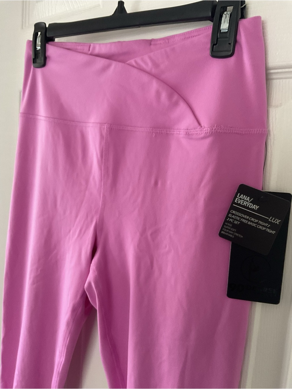 90 Degree By Reflex Crossover High Waist Crop Leggings Pink Size M NWT - Picture 3 of 10